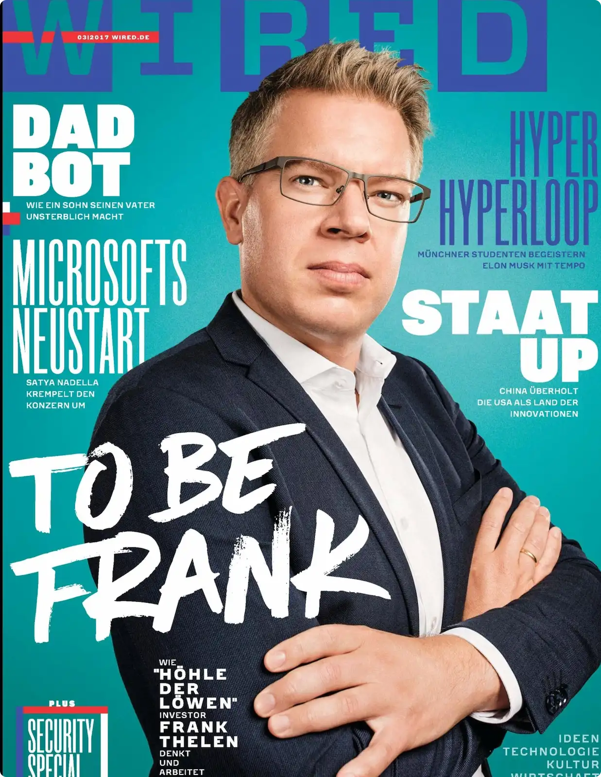 Frank Thelen on WIRED magazine cover, featured as a deep-tech investor and serial founder in the 'To Be Frank' story.